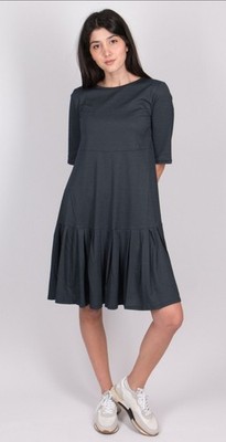 Weekend Max Mara Navarra Kleid Blue Cotton Blend Tiered Mini Dress New Large
