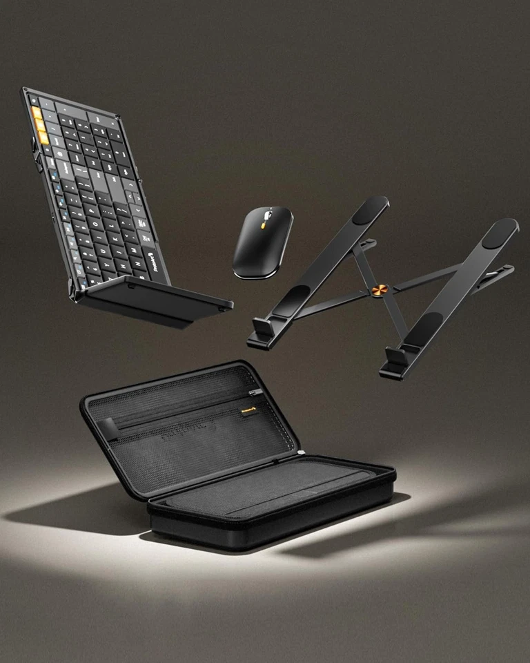 ProtoArc Foldable Keyboard Mouse Combo, XKM01 CaseUp Portable Bluetooth Keyboard - Image 3 of 4