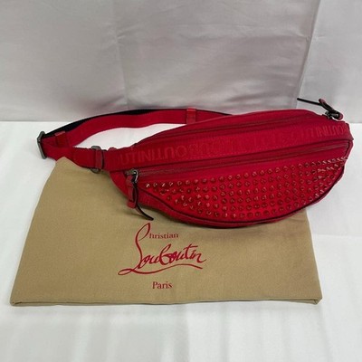 Christian Louboutin PARISNYC Crossbody Waist Bag Studs Red Used w
