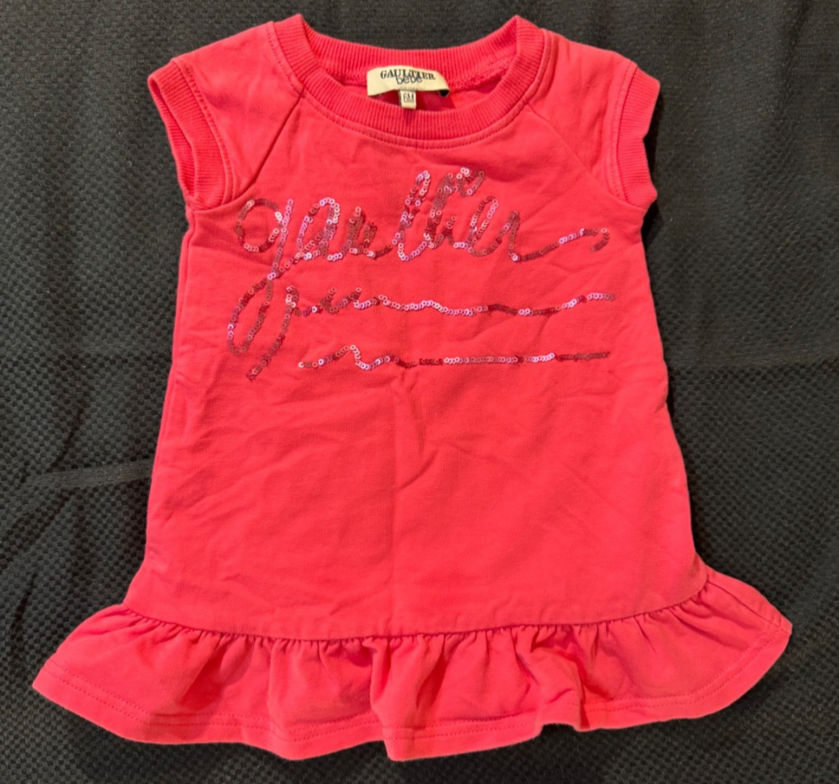 Gaultier Bebe Baby Girls Shirt/Dress 6M Kids Cotton Red Sleeveless Designer