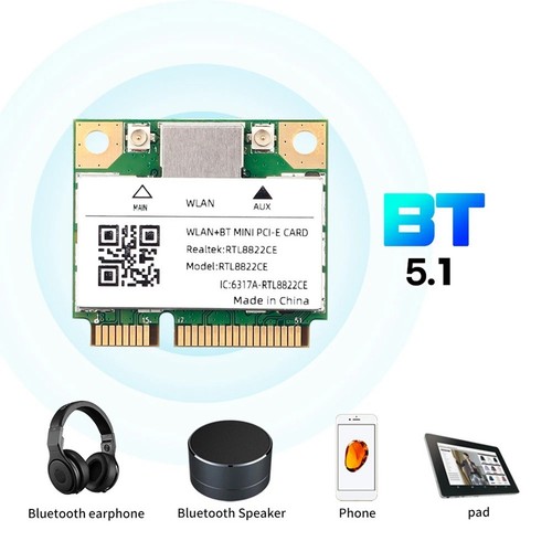 Dualband PCIe RTL8822CE 1200Mbps WLAN-Karte Bluetooth 5.1 Adapter 802.11a2685 - Afbeelding 5 van 9