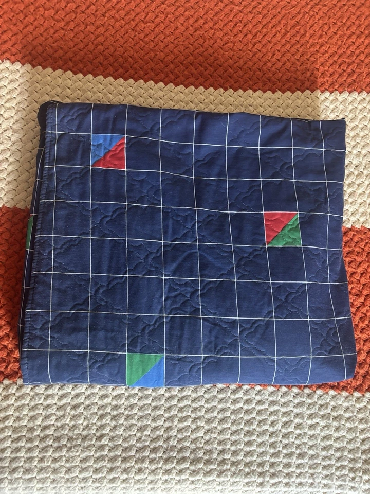 Vintage 80s Cannon Bedspread Full Size Geometric Stranger Things Shapes Primary - Image 2 of 4