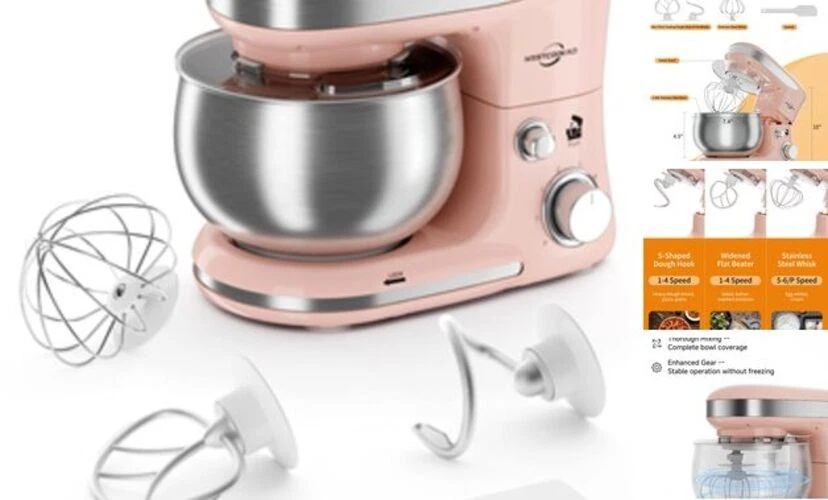 Stand Mixers, 3.4QT Mixers Kitchen Electric Stand Pink 11.5" x 7.4" x 10"
Opens in a new window or t