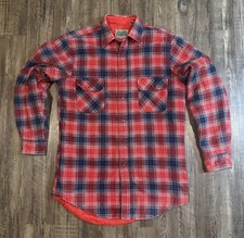 Vintage Outdoor Exchange Shacket Mens M Tall Red Plaid Flannel Quilted Jacket