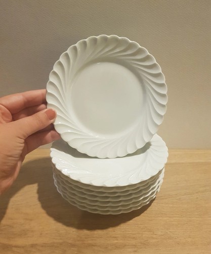 Lot De 8 Assiettes à Gâteau Haviland Louveciennes - Porcelaine Limoges - ø 19cm - Occasion