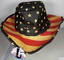 Unisex Cowboy Hat Americana Apparel Cowgirl USA One Size Straw Patriotic NWT