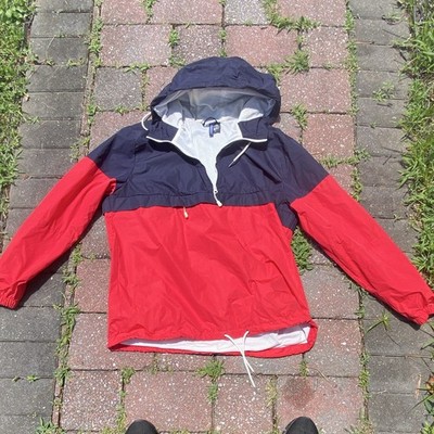 H&M Men's Navy/Red Colorblock Hooded Full Zip Windbreaker Jacket Size M
