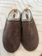 NAUTICA Brown Suede-Look Fleece Lined Slippers-Size 9/10