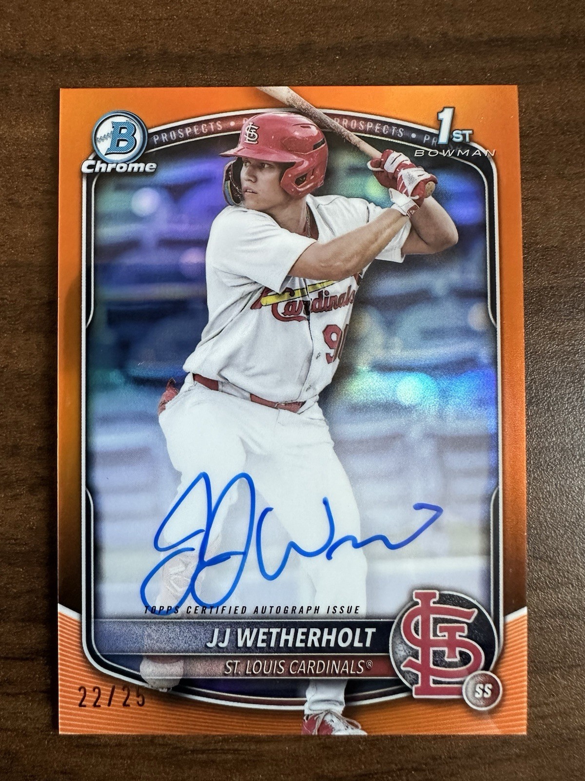 JJ WETHERHOLT 2025 Bowman Chrome Orange Refractor 1st RC Auto /25