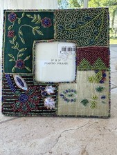 Pier 1 Beaded Fabric Picture Frame India Hold 3  X 3  Picture