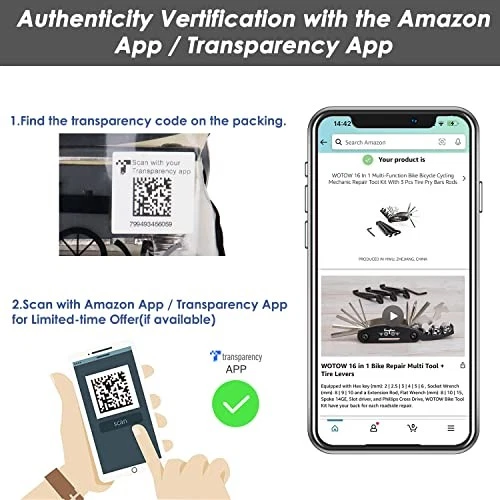 Kit de Herramientas de Reparación de Bicicleta, Multiherramienta Bicicleta 16 en 1 con Palancas de Neumáticos Radios Hexagonales Foto 2 de 4