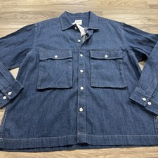 CAMICIA JEANS ZARA BLU DENIM con bottoni tasche sul petto TAGLIA UOMO MEDIA NUOVA CON ETICHETTE $50