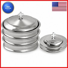 Communion Ware 3 Holy Wine Serving Trays Lid & 2 Stacking Bread Plates Lid