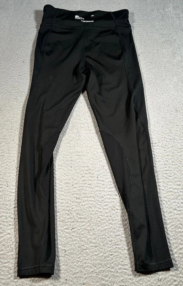 Lacoste Sport Leggings Womens Medium Black Mid Rise Workout Croc Performance - Image 2 of 4