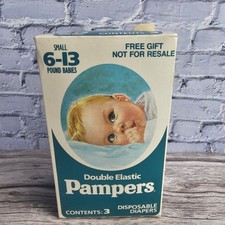 Vintage Box of 3 Diapers Newborn Pampers Sealed Box 1980's