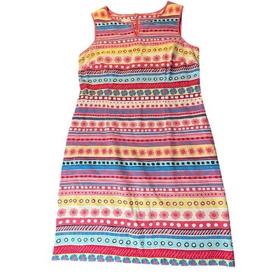 Talbots Womens Size 14 Multi Color Striped Floral  Sheath Pocket Dress VN1427
