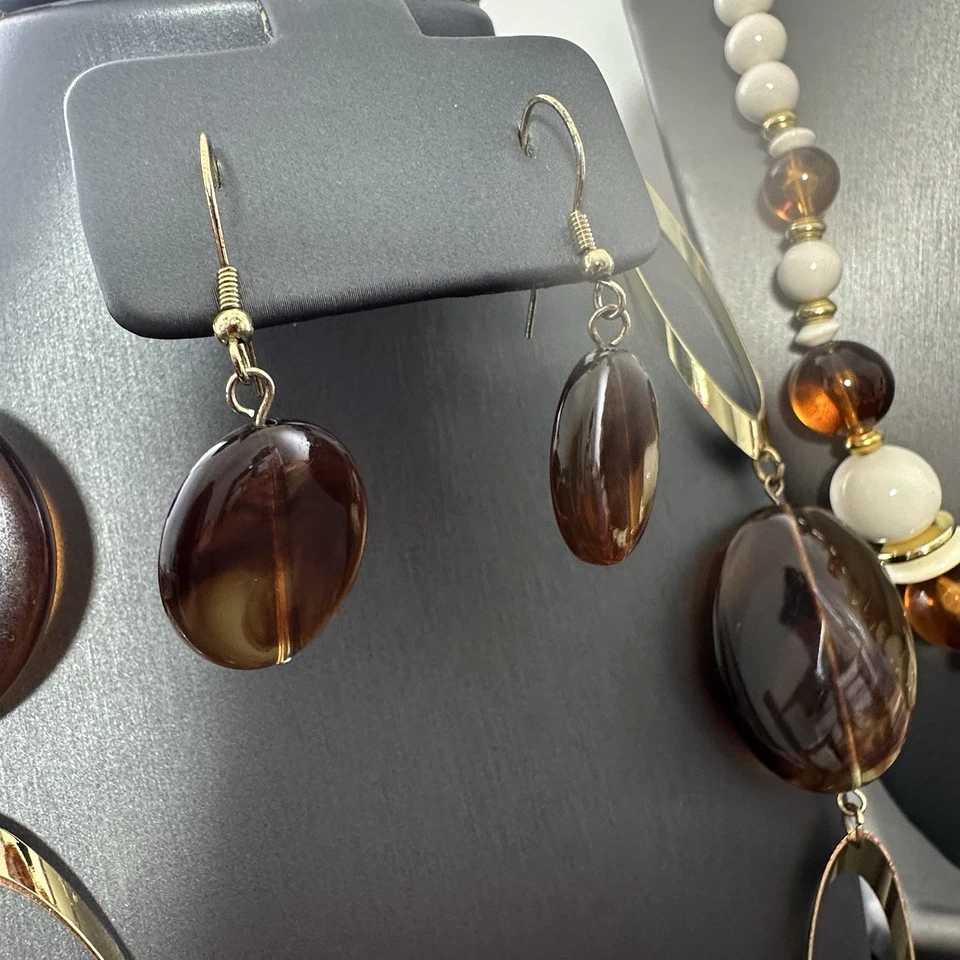 Lote de collar y pendientes perforados imitación caparazón de tortuga #383 Foto 2 de 4