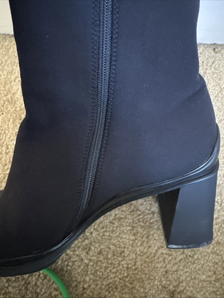 PRADA Women's Ankle Boots Black Stretch Fabric Size 7.5 US 37.5 EU Heel - Image 4 of 4