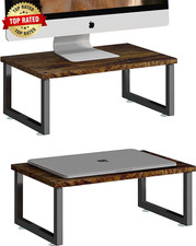 Wood Monitor Stand Riser, 2 Pack, Antique Brown  Desk Storage Organizer, Deskto