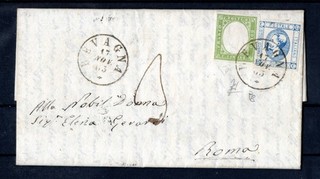 MIXED POSTAGE KINGDOM SARDINIA C.5 C.15 II TYPE SASS 13 13Eb USED