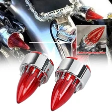 Bullet Turn Signal Light Red Lens For Harley Softail Touring Dyna Electra Glide