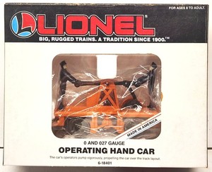 Vintage 1987 Lionel 6-18401 Operating Hand Car O & O27 Gauge NIB / O6