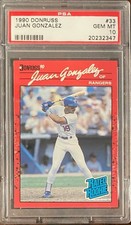 1990 Donruss #33 Juan Gonzalez PSA 10 Gem Mint Rangers RC Rookie