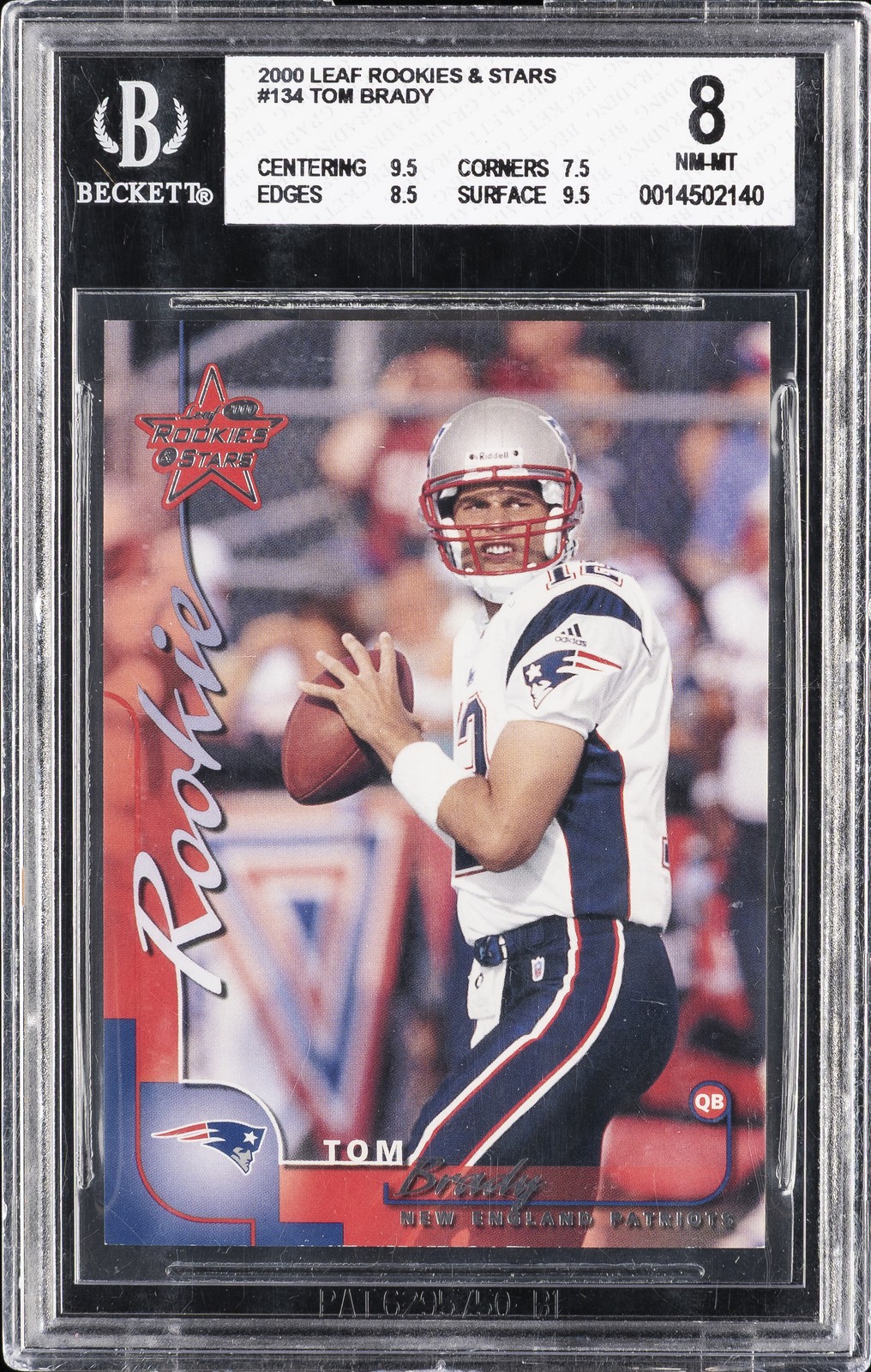2000 LEAF ROOKIES & STARS #134 TOM BRADY BGS 8