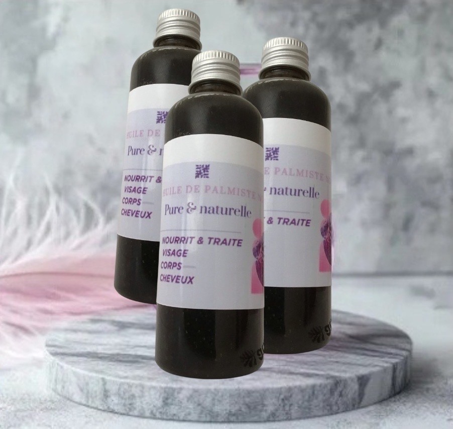 Huile de palmiste noire pure pour réparer les cheveux cassants et la peau très sèche