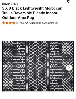 Outdoor Beverly Rug 5x8 Black Reversible