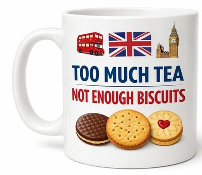 Too Much Tea Not Enough Biscuits Tasse Lustig British Tea Geschenk Becher