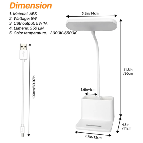 Led Desk Lamp with Pen and Phone Hold for an Office in Home - 3 Modes Dimable LE - Picture 7 of 12