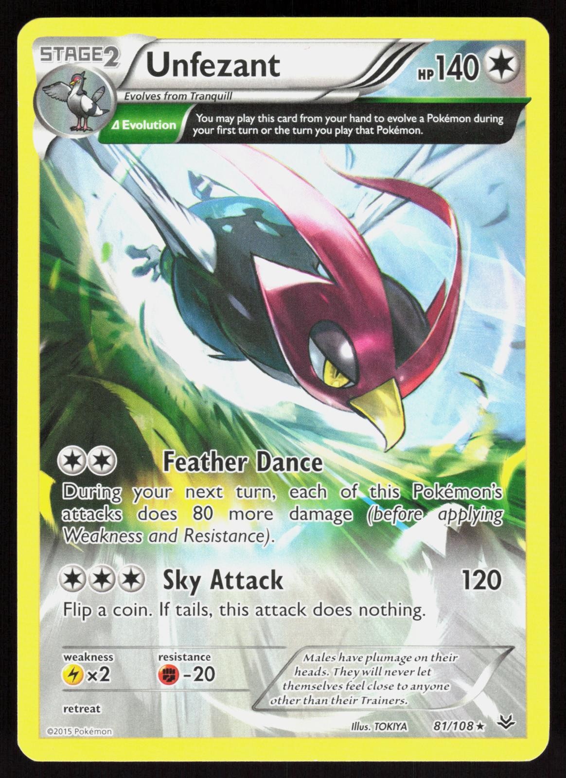 Unfezant 81/108 - Pokemon Roaring Skies - Rare - LP