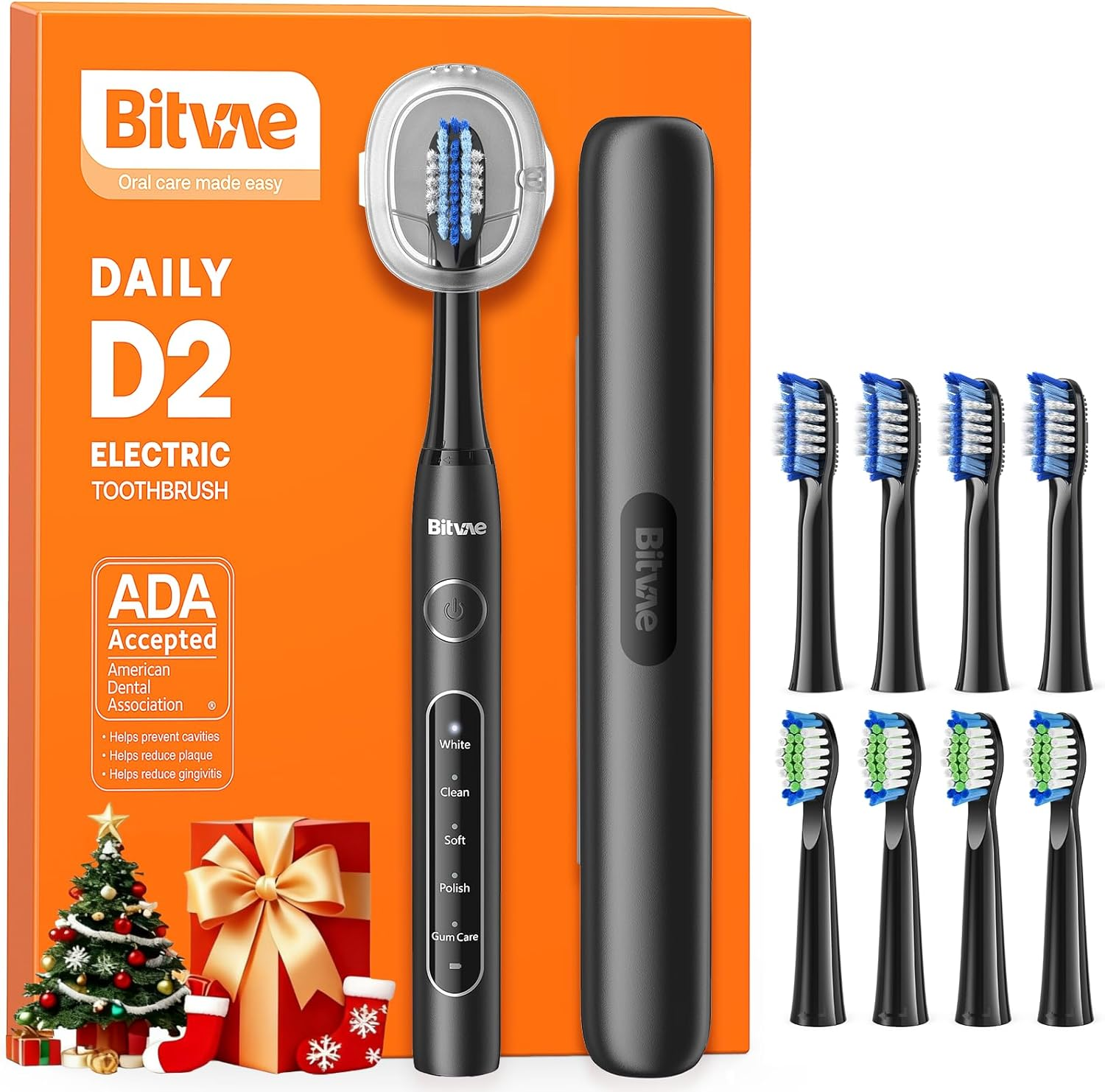 D2 Ultrasonic Electric Toothbrush for Adults and Kids, Electric Toothbrush with