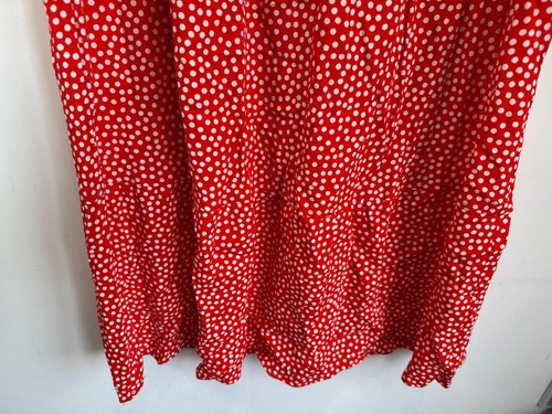 M&S Maxi Dress Size 10 Red Polka Dot V-Neck Puff Sleeve Midi Tea Summer Dress - Picture 3 of 7