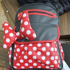 Disney Baby Polka Dot Backpack Diaper Bag Red Black Polyester Designer