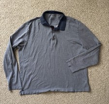 UNTUCKit Shirt Mens Size XL Gray Blue Keegan Long Sleeve Polo Pima Cotton Preppy