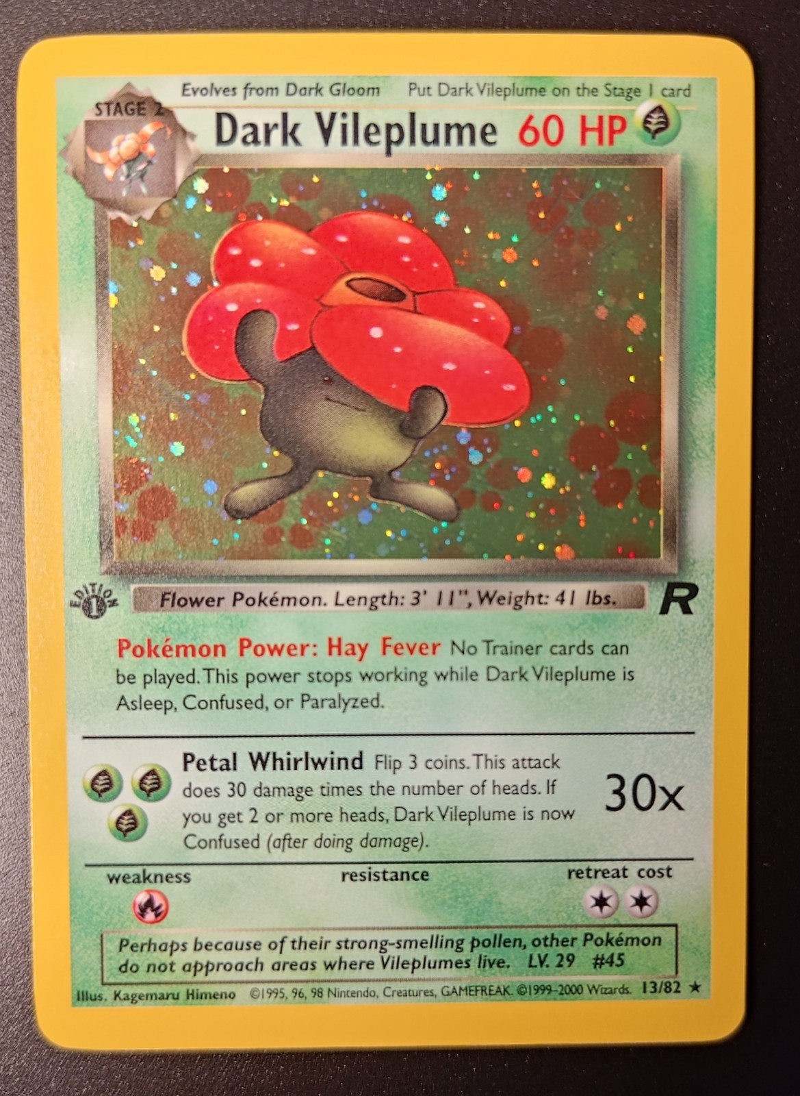 Pokémon Dark Vileplume 13/82 Team Rocket 1st Edition Holo - Near Mint