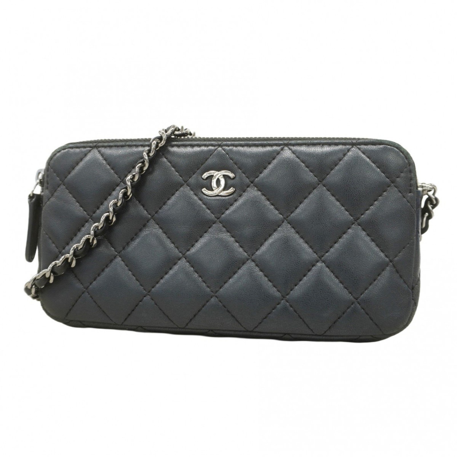Chanel Black Lambskin Matelasse Chain Shoulder Wallet for Women GZl1acia-image