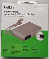 Belkin BoostCharge 10K Power Bank 20W PD Dual USB-C Digital Display Sand NEW