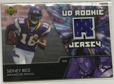 2007 Upper Deck #UDRJ-SR Sidney Rice RC Game Worn UD Rookie Jersey Patch Card. rookie card picture