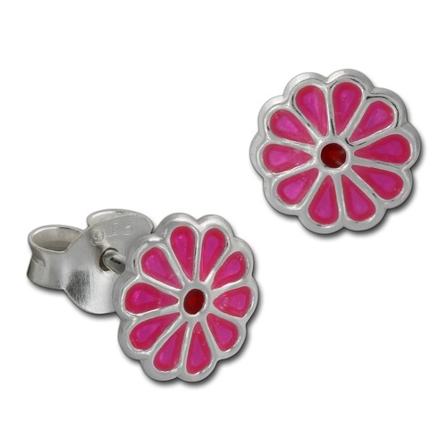 Teenie-weenie Orecchini 7mm Rosso Argento Sterling Pesce