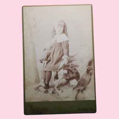 Camden Maine Antique Cabinet Card Little Girl Large Doll Toy Victorian Photo