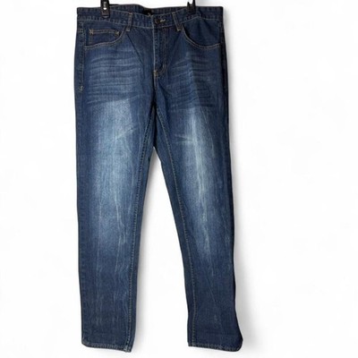 ADM Mens Jeans Blue Wash Straight Leg Denim Pants Size 36 Faded Casual Classic