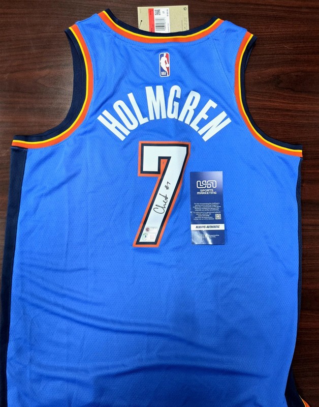 CHET HOLMGREN Thunder SIGNED Nike Dri-Fit Swingman Jersey BAS COA Authentic AUTO