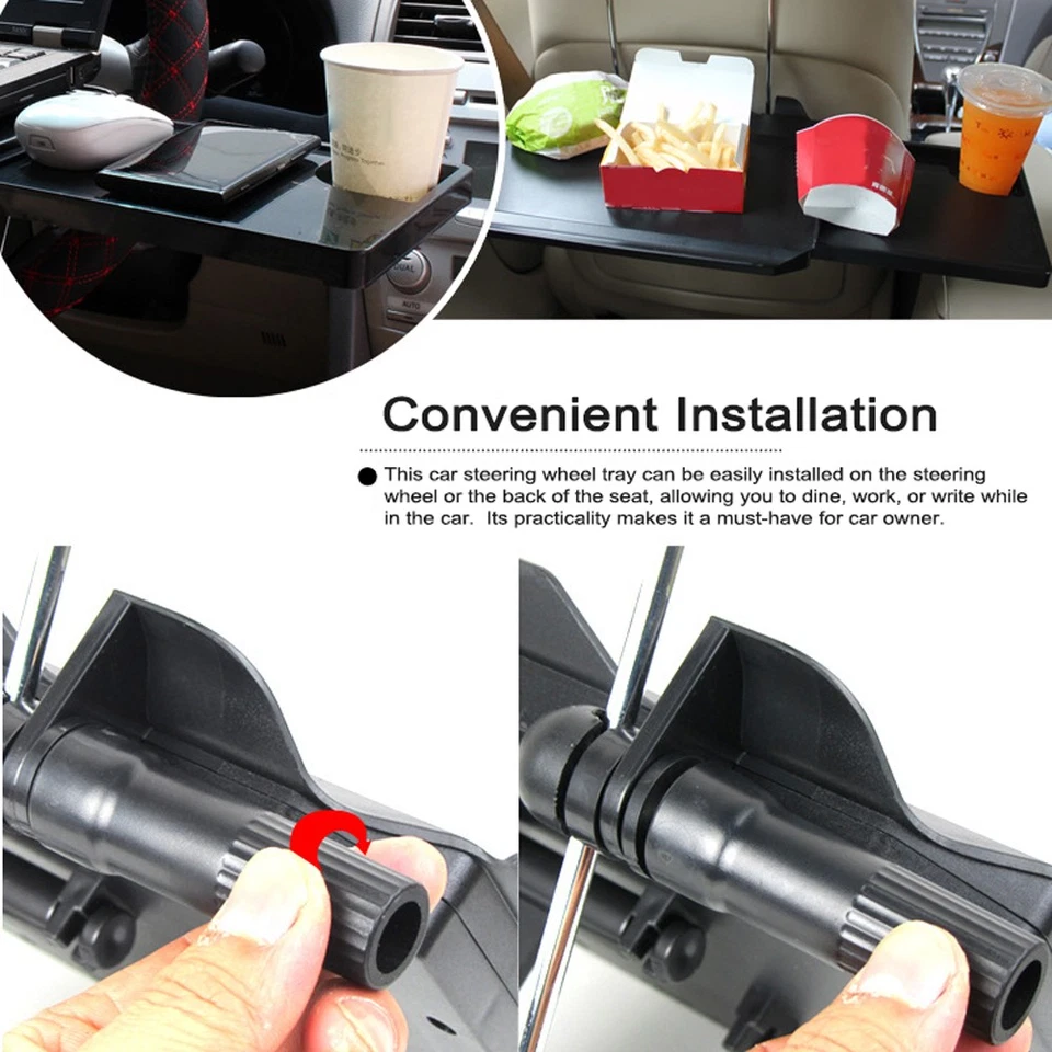 Car Steering Wheel Tray Desk Portable Back Seat Headrest Tray With Drawer UQYS - Image 3 of 4