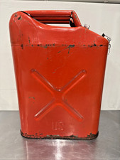 Vintage US Military USMC 5 Gallon Metal Gas Can DOT Red Jerry Can Screw-on Cap