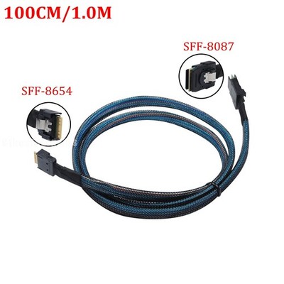 12Gbps Mini SAS 36Pin SFF-8087 to 38Pin SFF-8654 Hard Disk Data Raid Cable 1M