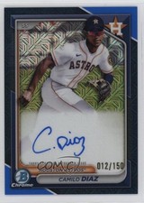 2024 Bowman Chrome Prospect Mega Box Blue Refractor 12/150 Camilo Diaz Auto w7p