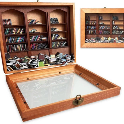 Wooden Mini Bookshelf with 200 Books for Stress Relief and Home Décor